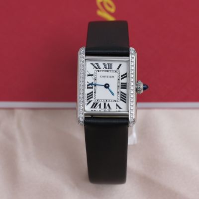 Cartier Tank Must 33.7*25.5mm 40 VVS Diamonds Blue Hands Diamond Bezel Replica Watch